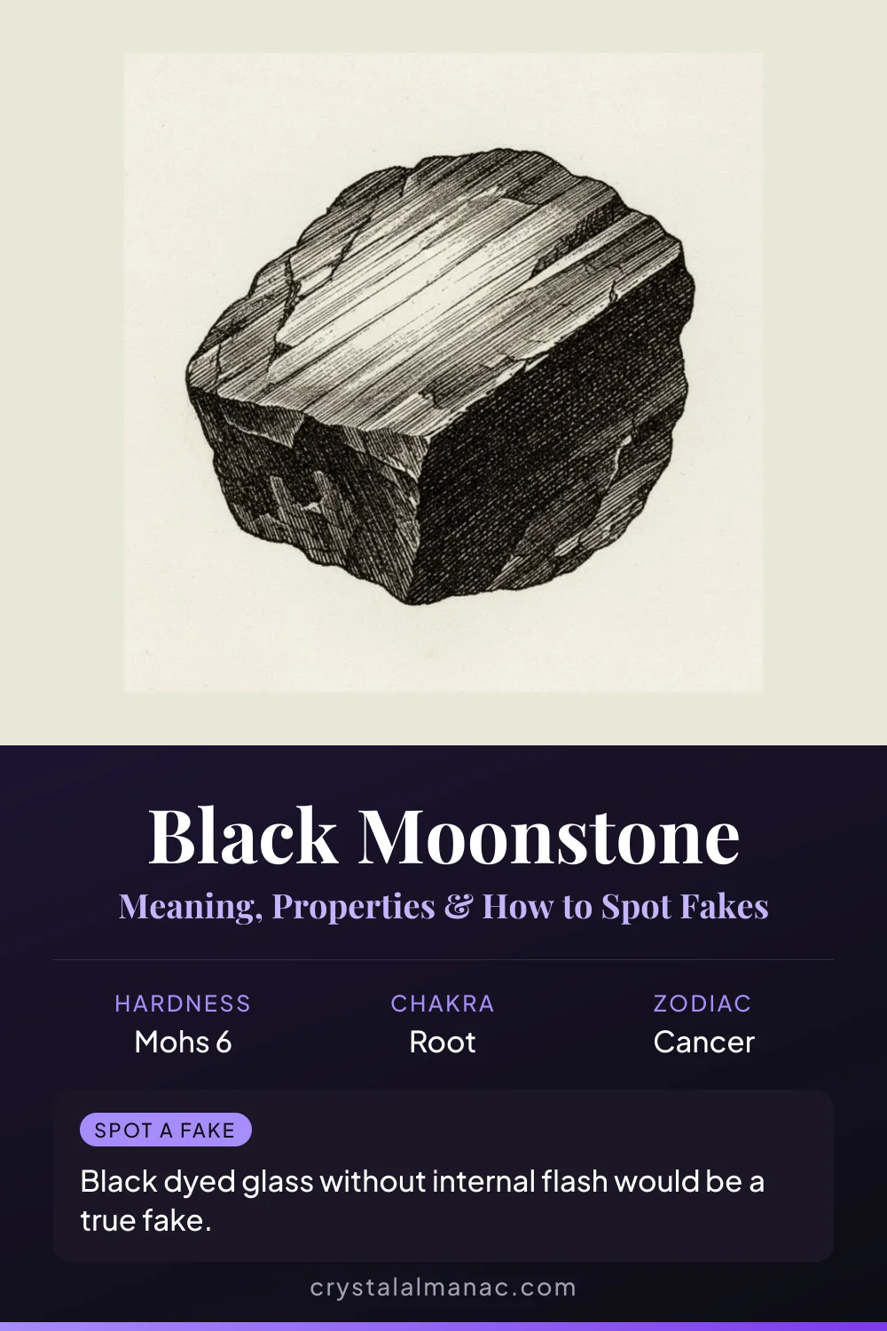 Black Moonstone - The Dark Moon Crystal - Pinterest pin