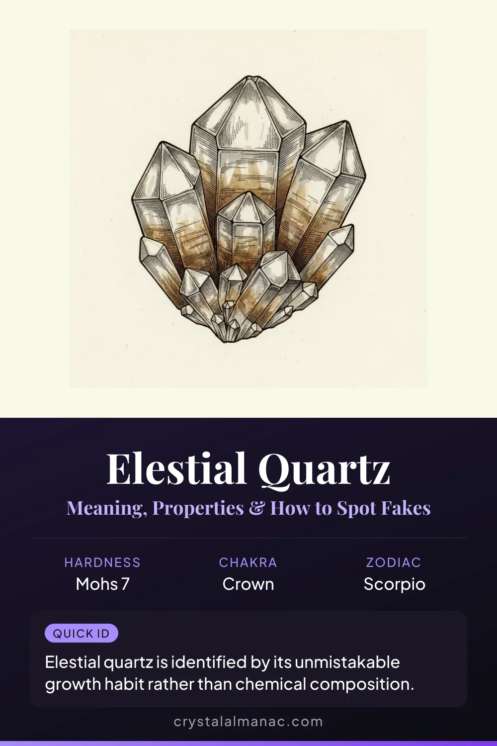 Elestial Quartz - The Crystal of a Thousand Faces - Pinterest pin