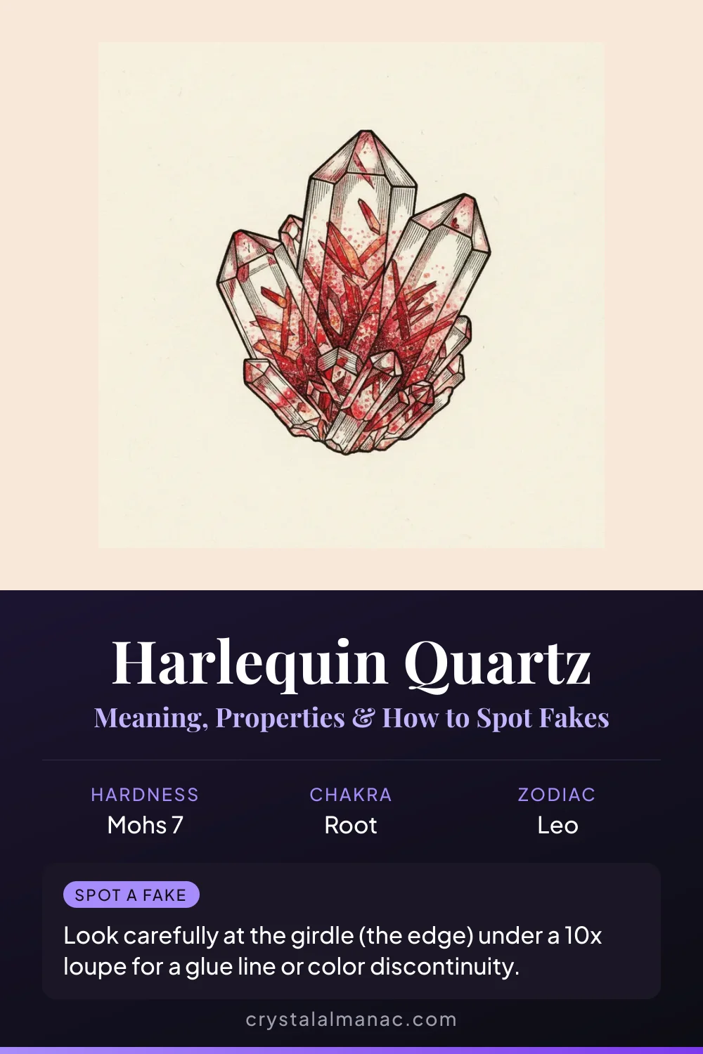 Harlequin Quartz - The Sparkling Jester Stone - Pinterest pin