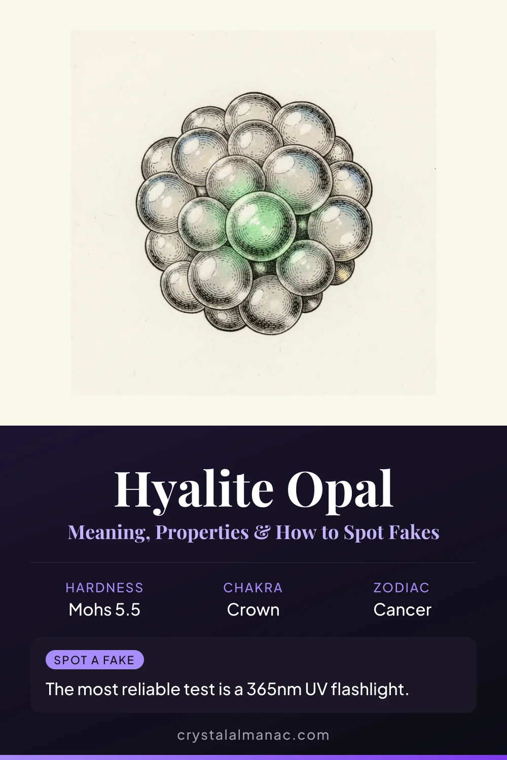 Hyalite Opal - The Invisible Gem That Glows Green - Pinterest pin