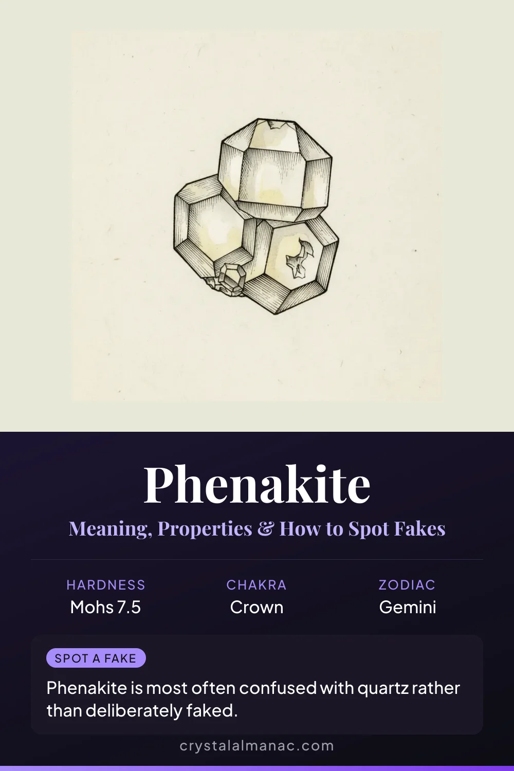 Phenakite - The Deceiver's Crystal - Pinterest pin