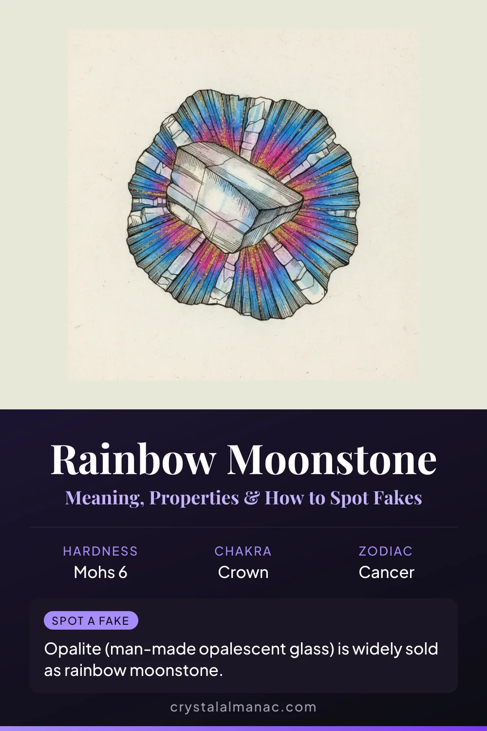 Rainbow Moonstone - The Labradorite in Disguise - Pinterest pin