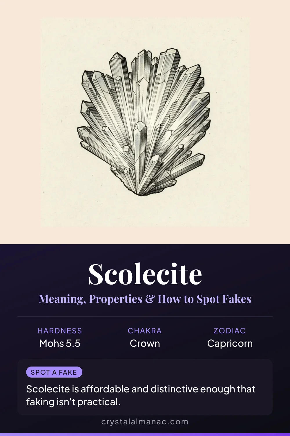 Scolecite - The Stone of Inner Peace - Pinterest pin