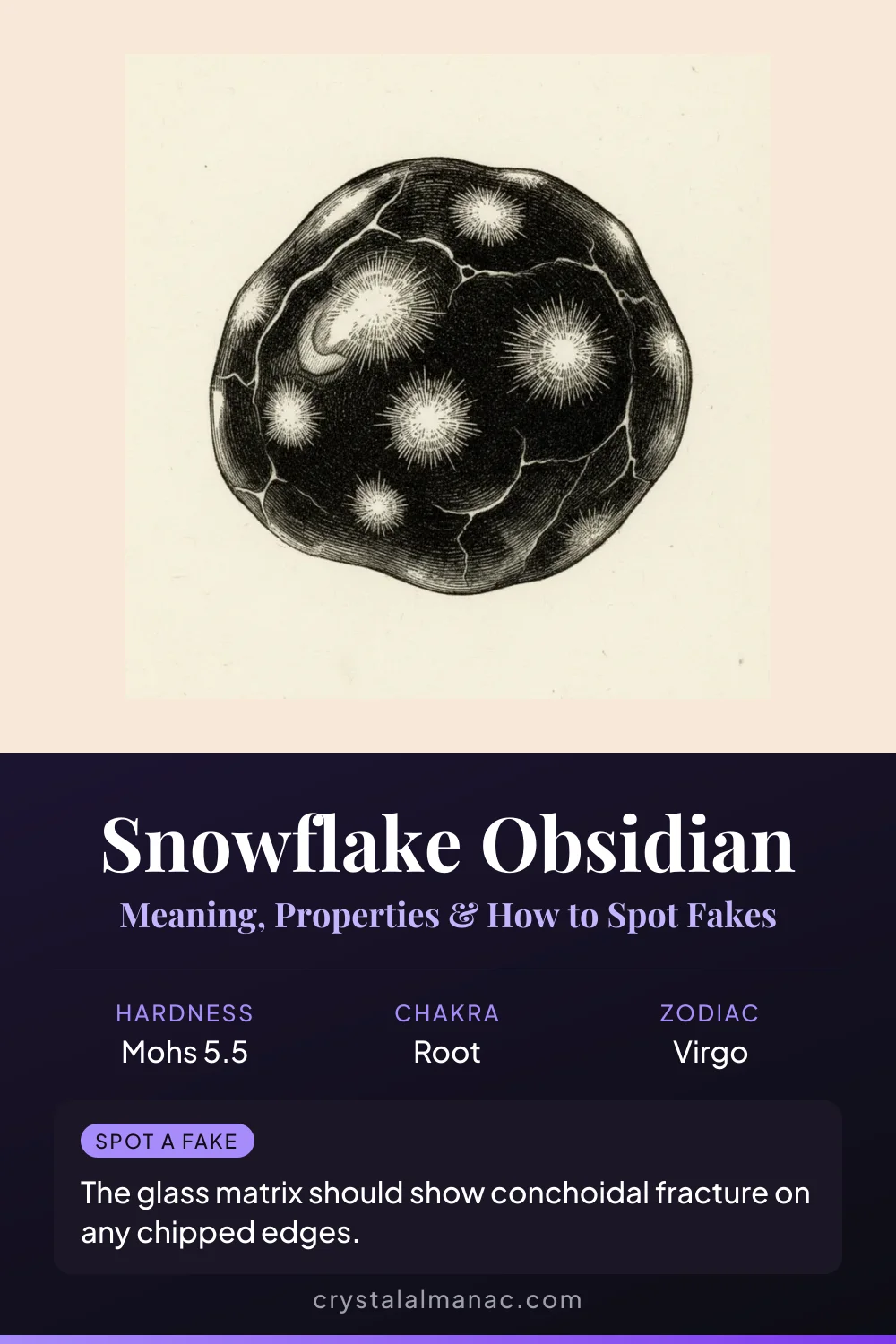 Snowflake Obsidian - The Stone of Balance - Pinterest pin