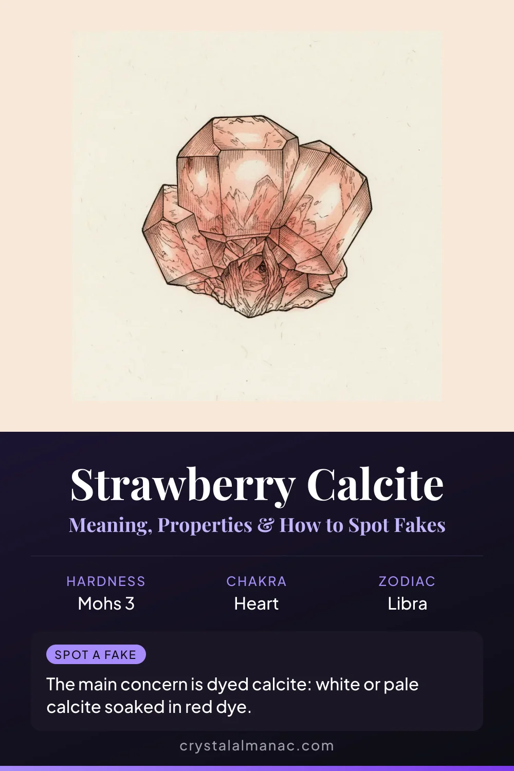 Strawberry Calcite - The Blushing Calcite - Pinterest pin